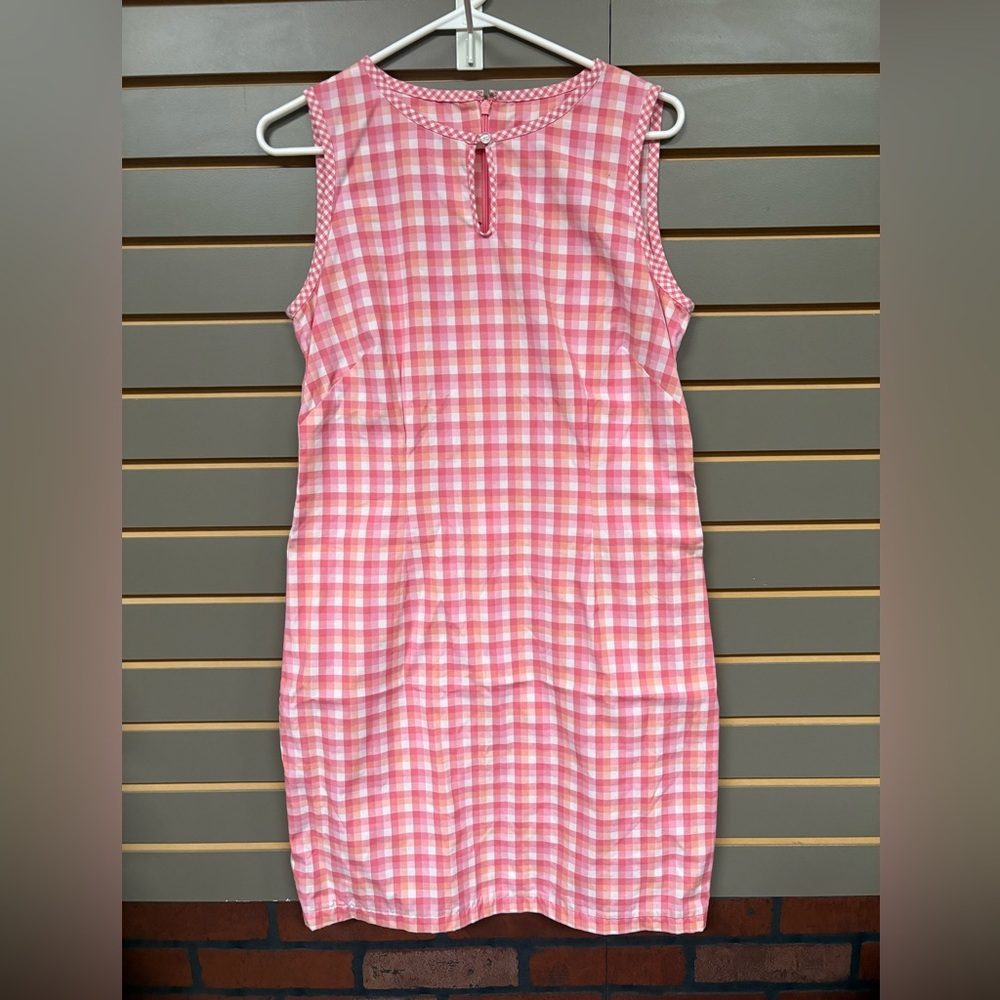 Sleeveless Pink Gingham Shift Dress